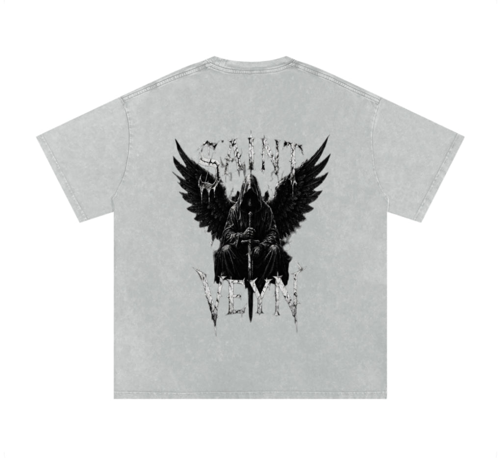 White Snow washed vintage graphic t