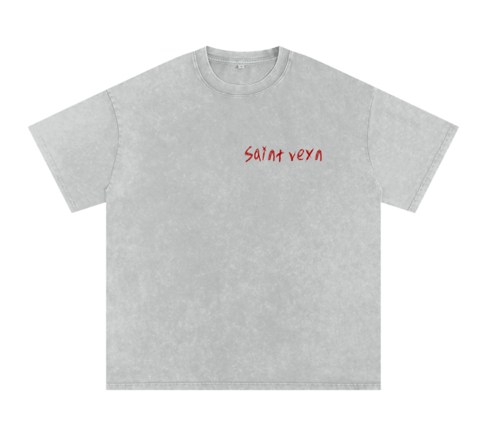 White Snow washed vintage graphic t