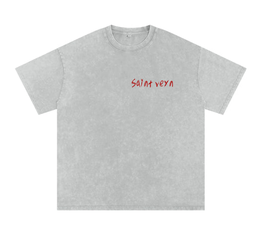 White Snow washed vintage graphic t